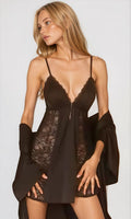 BLACK VALENTINA SLIP & ROBE SET