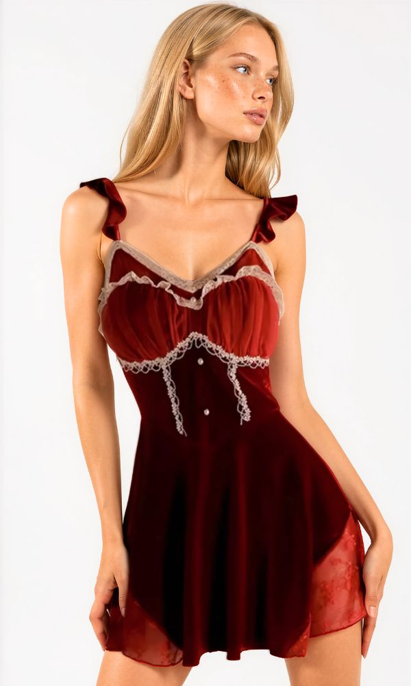FIFI ROUGE VELVET BABYDOLL