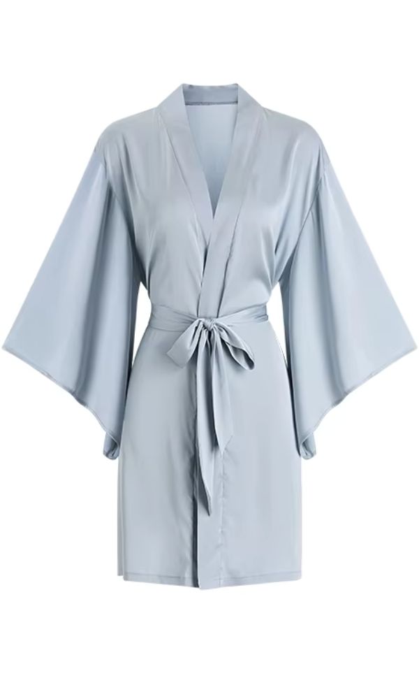 BLACK VALENTINA SLIP & ROBE SET