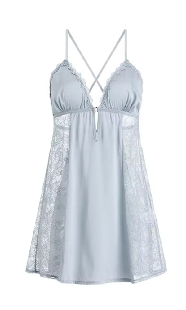 BLACK VALENTINA SLIP & ROBE SET