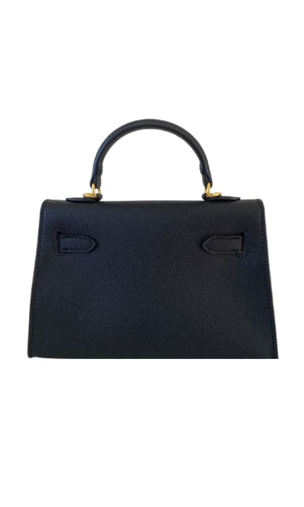 PARIS PETITE BLACK 100%LEATHER HANDBAG