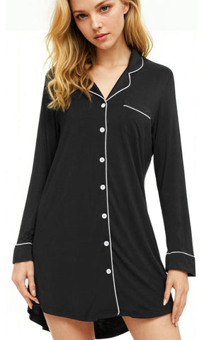 R&J BLACK BAMBOO PJ NIGHTSHIRT