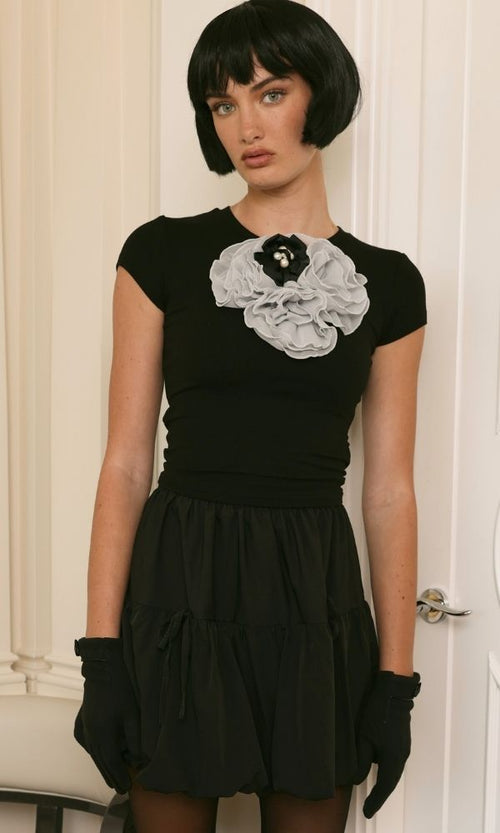 PARIS BLACK SHORT BOW GLOVES