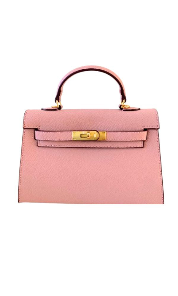 PARIS PETITE BLUSH 100% LEATHER HANDBAG