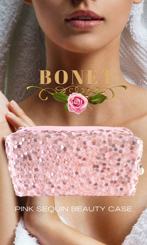 POWDER PINK SEQUIN BEAUTY CASE