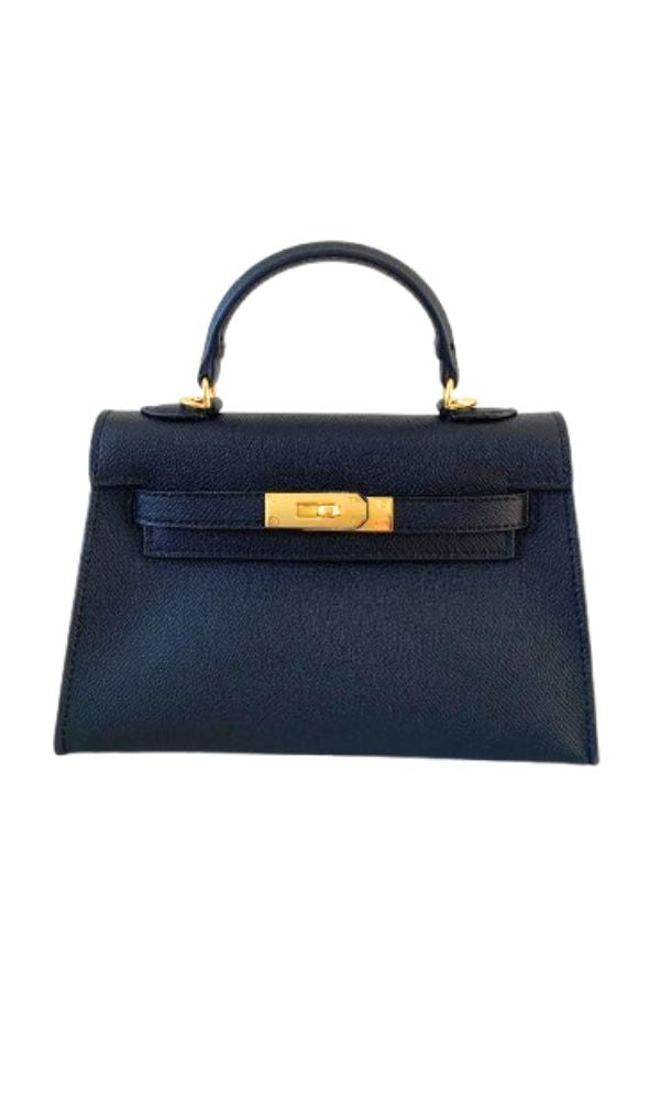 PARIS PETITE BLACK 100%LEATHER HANDBAG