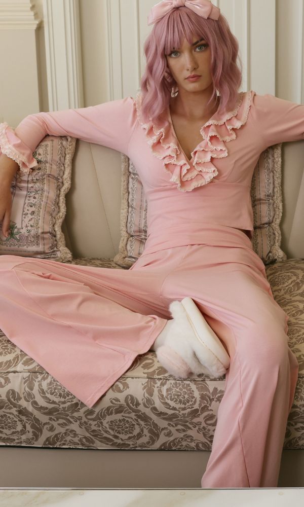 RUFFLES POWDER PINK PJ SET