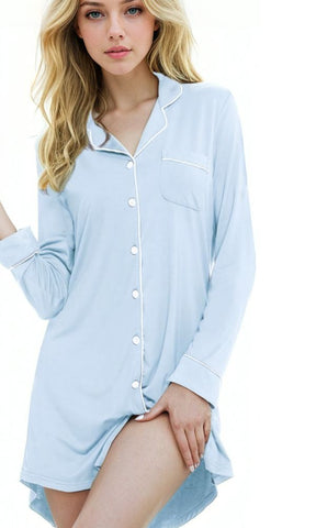 R&J POWDER BLUE PJ NIGHTSHIRT