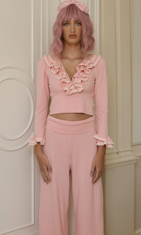 RUFFLES POWDER PINK PJ SET