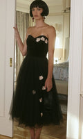 TEAROSE BLACK VELVET TULLE GOWN - Made to order