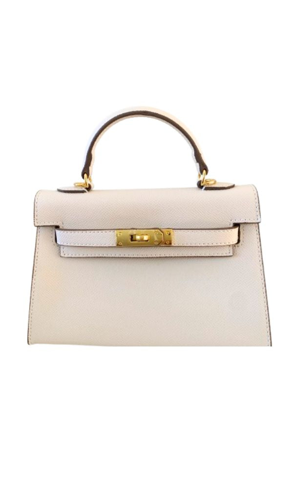PARIS PETITE VANILLA 100%LEATHER HANDBAG