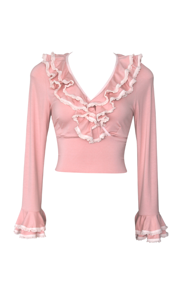 Jools Couture Boudoir Powder Pink Ruffles PJ Set